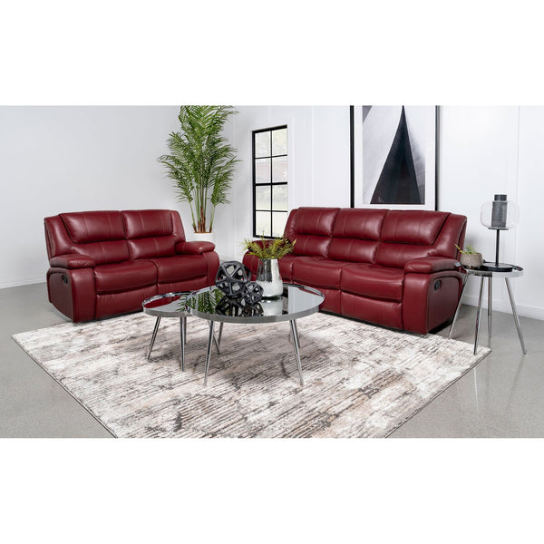 English Elm Elodie Red Faux Leather 2-Piece Reclining Sofa Set with Tufted Cushions, Pillow Arms, Plush Comfort B062S01112