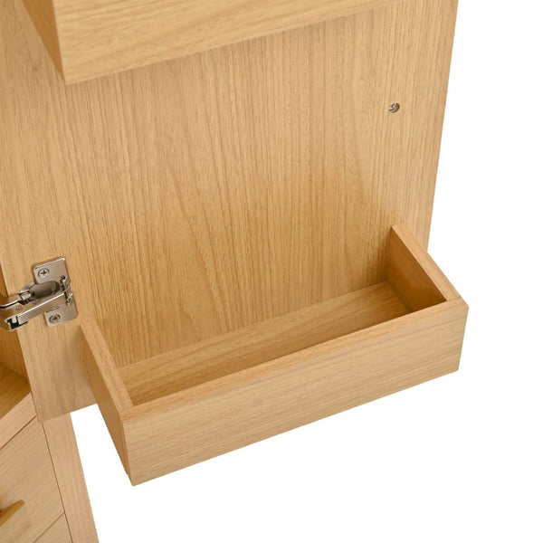 English Elm 70" Tall Pantry Cabinet Rubberwood Legs Three Drawers Six Door Shelves Kitchen Storage Natural N762P326960N