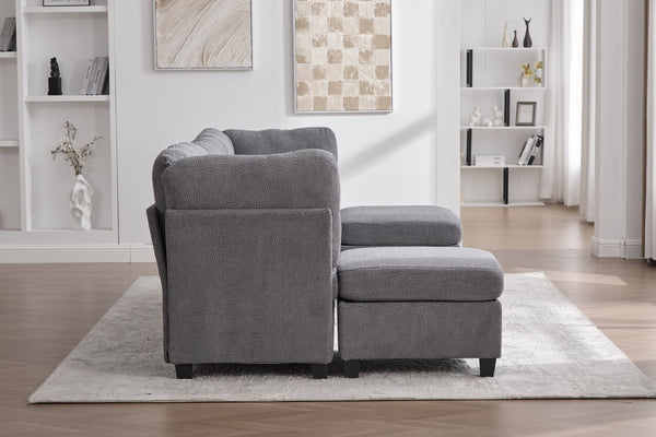 English Elm UNITED Modular 6-Seat Sectional Sofa with Removable Ottoman, Storage Compartments, Convertible Comfort Gray W1568S00245