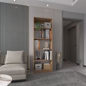 English Elm 4-Tier Natural Wood Bookcase with Spacious Shelves, Vertical Space-Saving Storage & Easy Assembly B097P296880