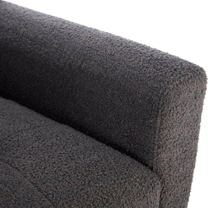 English Elm Modern Pu Leather Ergonomic Accent Chair with Padded Arms and Matte Black Legs Grey W676P172469
