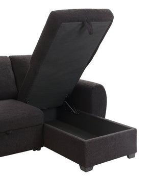 English Elm Vera95"w Teddy Fleece Sleeper Sectional with Reversible Storage Chaise for Living Room B2749S00230
