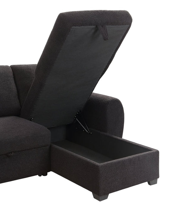 English Elm Vera95"w Teddy Fleece Sleeper Sectional with Reversible Storage Chaise for Living Room B2749S00230