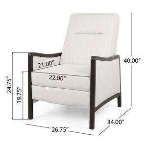 English Elm Christopher Knight Home® - Fabric Recliner Chair Mid-Century Push-Back Upholstered Armchair with Thick Cushion and Birch Frame Beige 70449.00BGE