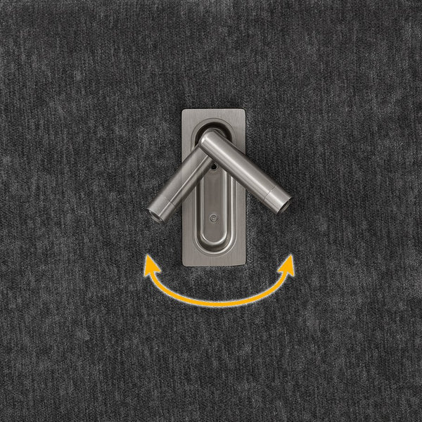 English Elm Queen Modern Upholstered Platform Bed with Pleated Chenille Headboard, Built-In Nightstand & Lamp DARK GREY W487S00401