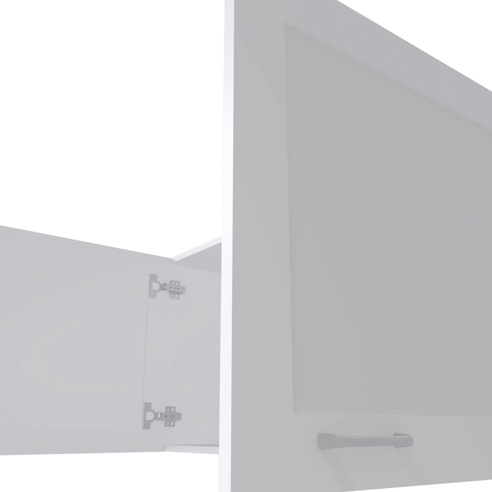 English Elm White Wall Kitchen Cabinet 2-Door with Open Shelf, Space-Saving 39.4" Wide White Finish Organizer B062P303930