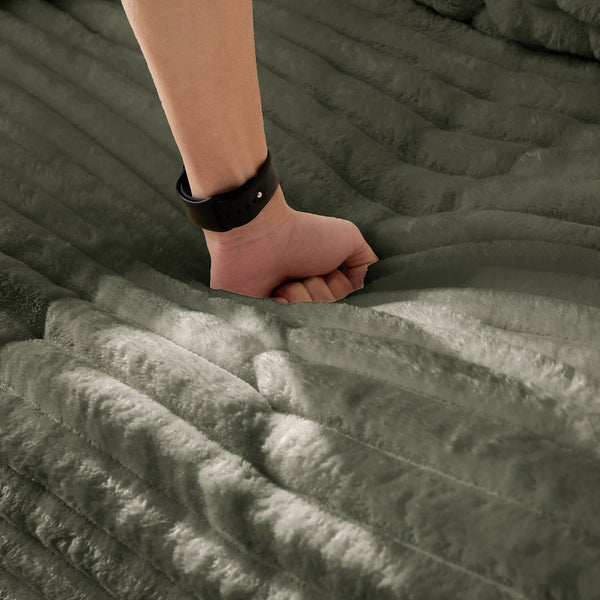 English Elm Plush Corduroy Ottoman with High-Density Sponge and Solid Wood Frame for Living Room & Office Seating Green W1885P346914