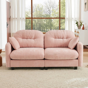 English Elm Loveseat Modular Cloud Sectional Sofa with Tufted Chenille Backrest, Ergonomic High-Density Comfort, Durable Wood Base Pink W714S01384