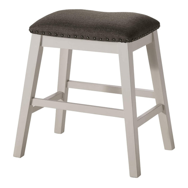 English Elm Set of 2 Counter Height Stools White Wood Frame Gray Padded Seat Farmhouse Kitchen B2741P439945