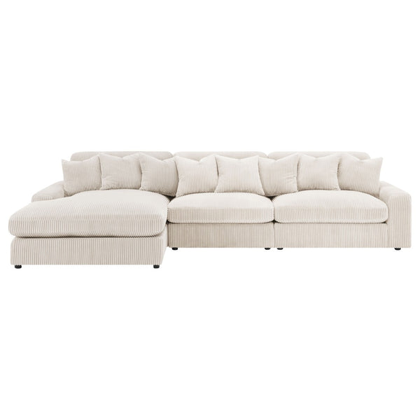 English Elm Cassidy Three Piece Corduroy Sectional with Lounge Unit for Cozy Living Spaces B062S01421