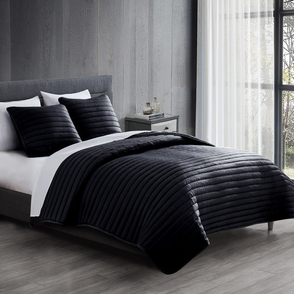 English Elm Excursion Puffer Quilted Comforter Set - 2-Piece Twin In Stylish Black For Cozy Modern Bedrooms B340P341950