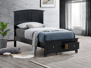 English Elm Hammond Farmhouse Twin Storage Bed with Panel Headboard and Two Under Drawer Black B078S00678