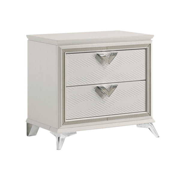 English Elm Antique White 2-Drawer Nightstand 31x19x27.5" Luxury Modern Bedroom Storage with Soft-Close Drawers B011P270975
