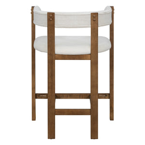 English Elm Christopher Knight Home® - COUNTER Mid-Century Modern 2-Piece Upholstered Barrel Back Stools with Rubberwood Frame and Foam Padding Beige N771P243848D