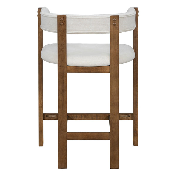 English Elm Christopher Knight Home® - COUNTER Mid-Century Modern 2-Piece Upholstered Barrel Back Stools with Rubberwood Frame and Foam Padding Beige N771P243848D