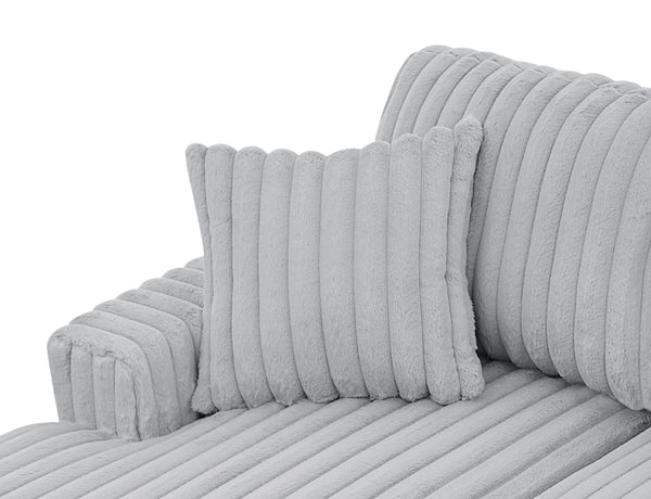 English Elm U U Shaped Sleeper Sofa with Pull-Out Bed and Hidden Chaise Storage, Plush Corduroy Comfort Grey W1417S00077