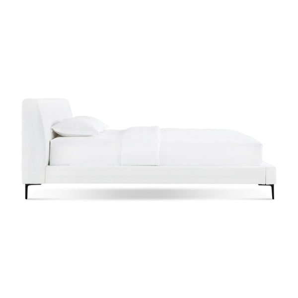 English Elm Brooke King Platform Bed Woven Upholstery Foam Padded Mid-century Matte Steel Legs B353S00011