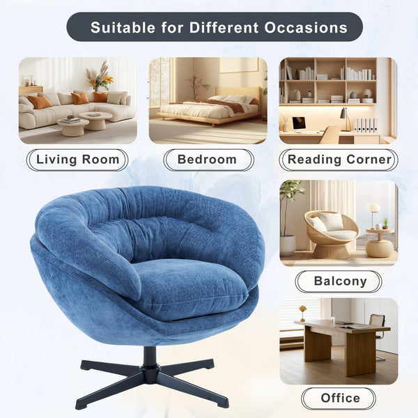 English Elm Christopher Knight Home® - Modern Chenille Office Chair 360° Swivel Accent Seat with Plush Upholstery, Compact Cozy Reading Spot Antique Navy Blue N817P207777N