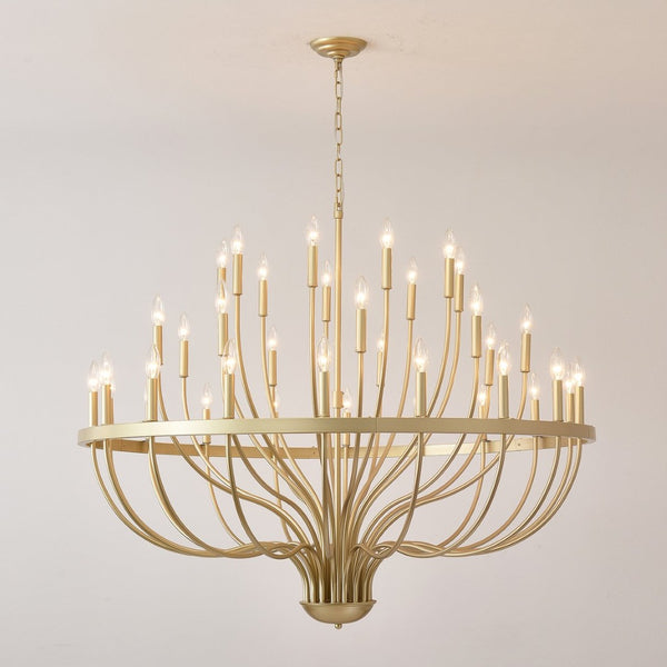 English Elm 36-light Matte Black Iron Candle Chandelier Farmhouse Industrial Style for Large Dining Rooms W5008P464950
