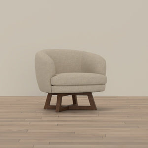 English Elm Swivel Barrel Accent Chair with X Base Foam Seat Neutral Beige Living Room Lounge B2709P496282