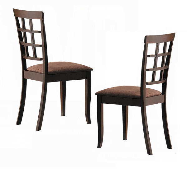 English Elm Transitional Dining Side Chairs Set of 2 with Tapered Legs High Open-Grid Back and Microfiber Seat Durable Comfort Espresso 18 L x 38 W x 7.5 H B2741P325724