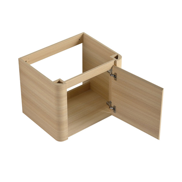 English Elm 48'' Wall-Mounted Bathroom Vanity With Sleek White Sink, Open Shelves, Soft-Close Door & Modern Design W999S00485