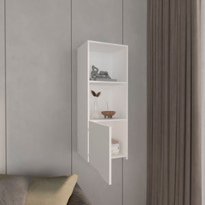 English Elm Obregon Wall Cabinet 43" Tall One-Door Medicine Cabinet with Two Open Shelves for Small Spaces White 44 L x 16 W x 3 H B200P235847