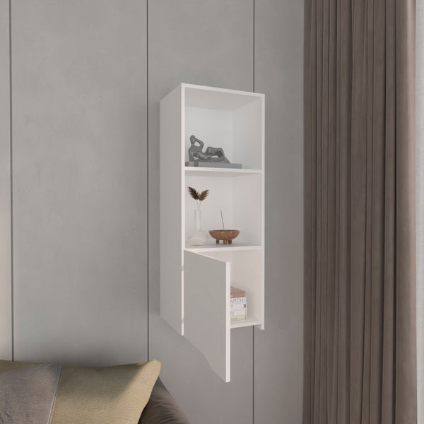 English Elm Obregon Wall Cabinet 43" Tall One-Door Medicine Cabinet with Two Open Shelves for Small Spaces White 44 L x 16 W x 3 H B200P235847