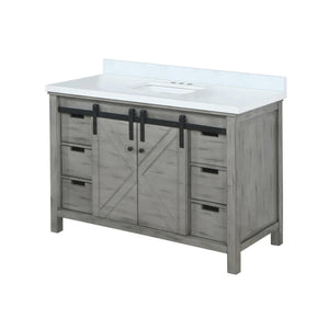 English Elm Ash Grey Bath Vanity 48" W X 22" D - Stylish Cultured Marble Countertop & Ample Storage Solutions B2731P260126