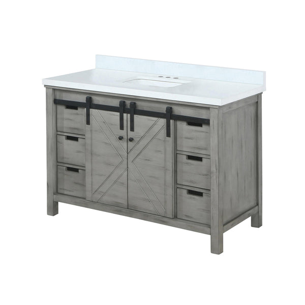 English Elm Ash Grey Bath Vanity 48" W X 22" D - Stylish Cultured Marble Countertop & Ample Storage Solutions B2731P260126