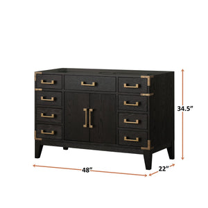 English Elm Black Oak Single Bath Vanity - 48" Modern Design With Soft-Close Drawers & Ample Storage Space B2731P260921