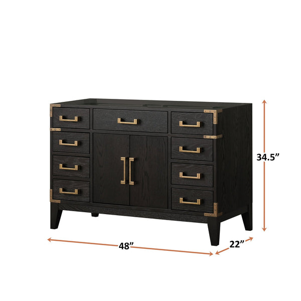 English Elm Black Oak Single Bath Vanity - 48" Modern Design With Soft-Close Drawers & Ample Storage Space B2731P260921