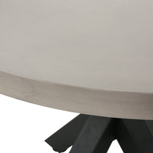 English Elm Christopher Knight Home® - Goleta Round Table - Modern Minimalist Design With Sculptural Metal Base & Concrete-Style Top 60886.00L_60886.00MGOT
