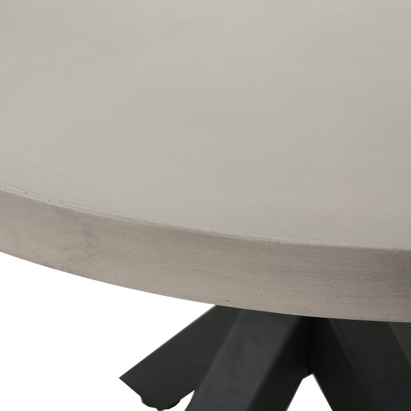 English Elm Christopher Knight Home® - Goleta Round Table - Modern Minimalist Design With Sculptural Metal Base & Concrete-Style Top 60886.00L_60886.00MGOT