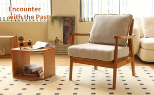 English Elm Cute Fabric Armchair Solid Wood Frame Compact Upholstered Seat for Bedroom or Apartment Grey W2105P420766