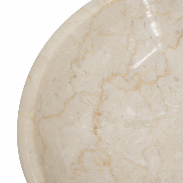 English Elm 7x7x4" Marble Pedestal Fruit Bowl Cream — Organic Modern Decorative Centerpiece, Smooth Premium Stone Finish W2078P358643