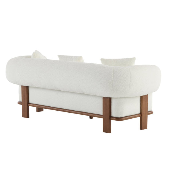 English Elm Round Arm Curved Sofa Plush Upholstered Mid-century Living Room Lounge Seating Beige N771P270523M