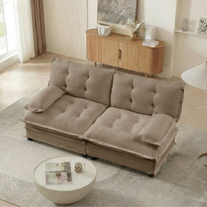 English Elm 77 Inch Chenille Cloud Loveseat Modular Deep Seat Sofa for Living Room or Apartment Light Coffee W714S01691