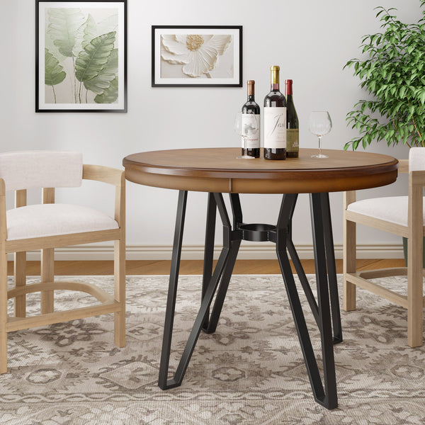 English Elm Christopher Knight Home® - Round Mid-Century Bar Table with Hairpin Metal Legs and Open Shelf, 46.85" Diameter, Stylish Dining Ash Brown N771P205281A