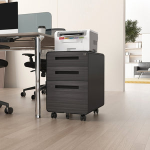 English Elm White Steel Mobile Filing Cabinet Three Drawers Locking Under Desk Office Storage W1247P145907