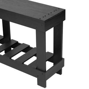 English Elm U_Style 62.9" Vintage Entryway Table - Solid Fir Wood With Rustic Design, 6 Legs & Ample Storage Space N711P289135B-GIGA