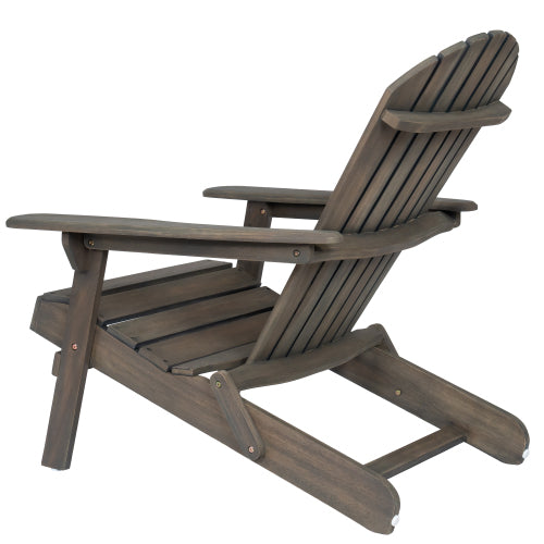 English Elm Christopher Knight Home® - Folding Adirondack Chair Acacia Wood Outdoor Lounge Seat with Slatted Back, Wide Arms, Durable Comfort Grey N770P358873E