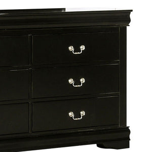 English Elm Ryla Matte Black Solid Wood 6 Drawer Dresser with Nickel Handles for Bedroom B056P416909