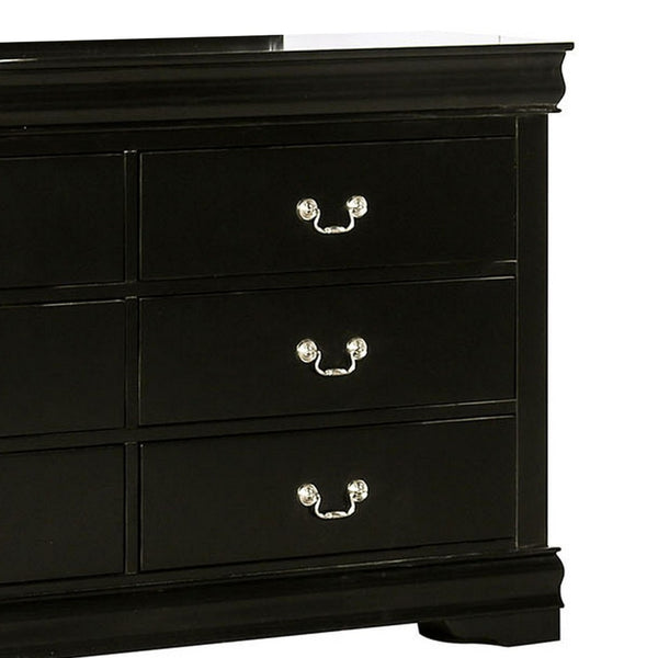 English Elm Ryla Matte Black Solid Wood 6 Drawer Dresser with Nickel Handles for Bedroom B056P416909