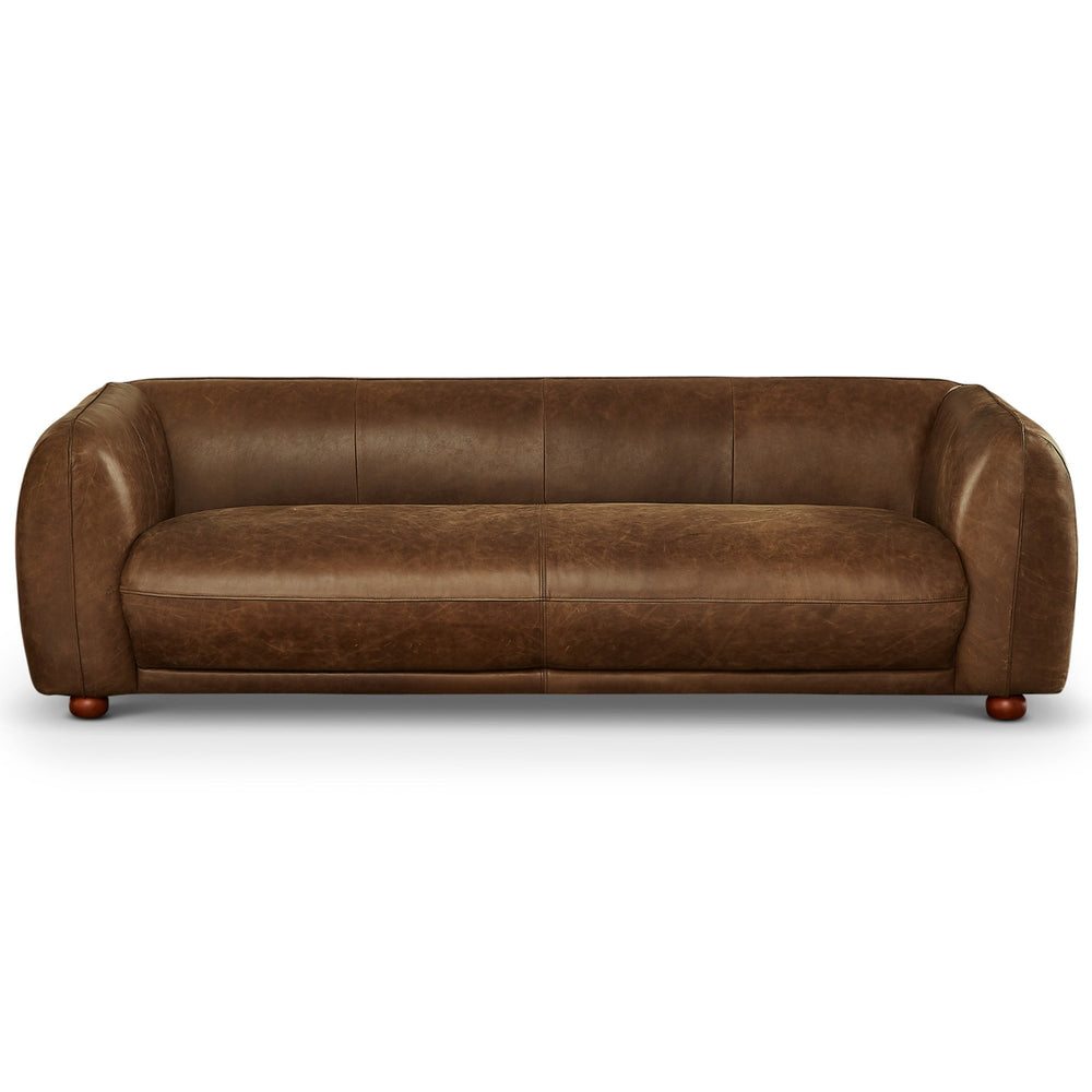 English Elm Ashcroft Furniture - Best Marlon Mid Century Luxury Italian Leather Sofa Brown Rustic 87.4"x35"x29.5" Stain-Resistant Comfort B183P231917