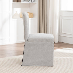 English Elm Linen Modern Dining Chairs Set of 2 — Padded Armless Fabric Side Chairs with Iron Legs, 250lb Capacity Gray W1170P365356