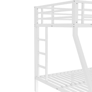 English Elm Metal Twin Over Full Bunk Bed White Steel Frame Space Saving Slat Support for Teens W1580P383994
