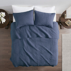 English Elm 3 Piece Quilt Set Keaton Reversible Brushed Microfiber Full/Queen with Antimicrobial Freshness Protection Navy 15.35 L x 17.72 W x 7.87 H B035129035