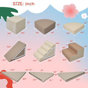English Elm 9-piece Soft Foam Kids Climbing Crawl Play Set Indoor Toddler Activity Blocks N710P370562E