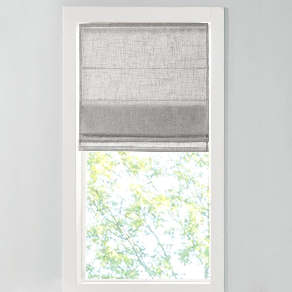 English Elm Light Filtering Cordless Roman Shade Woven Polyester Linen Blend for Any Room B035129756